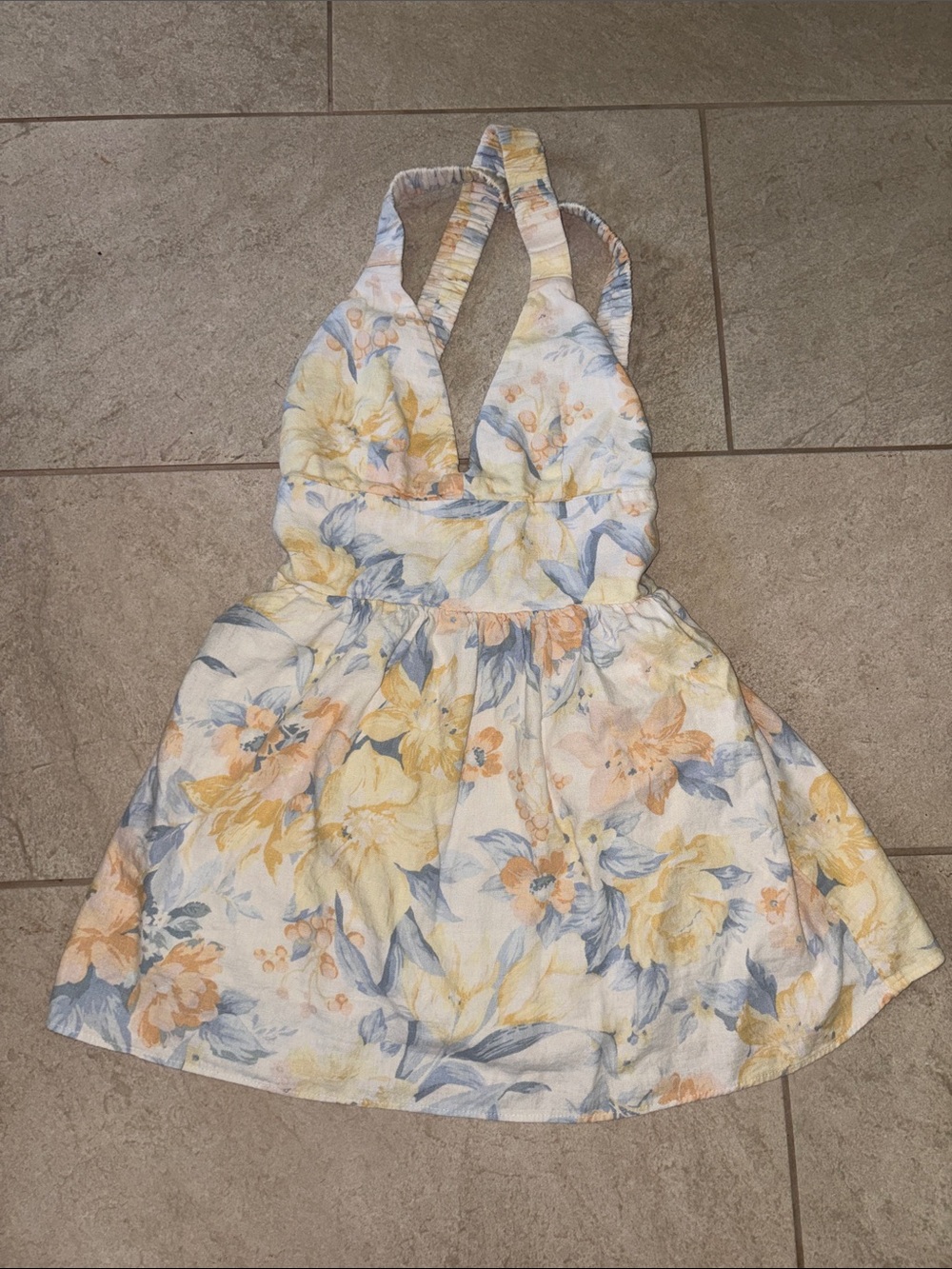Abercrombie & Fitch Floral Mini Dress in White, Yellow & Blue
